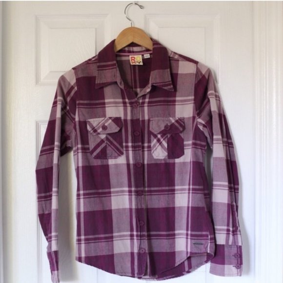 Roxy Tops - Roxy Purple Plaid Button-up Shirt